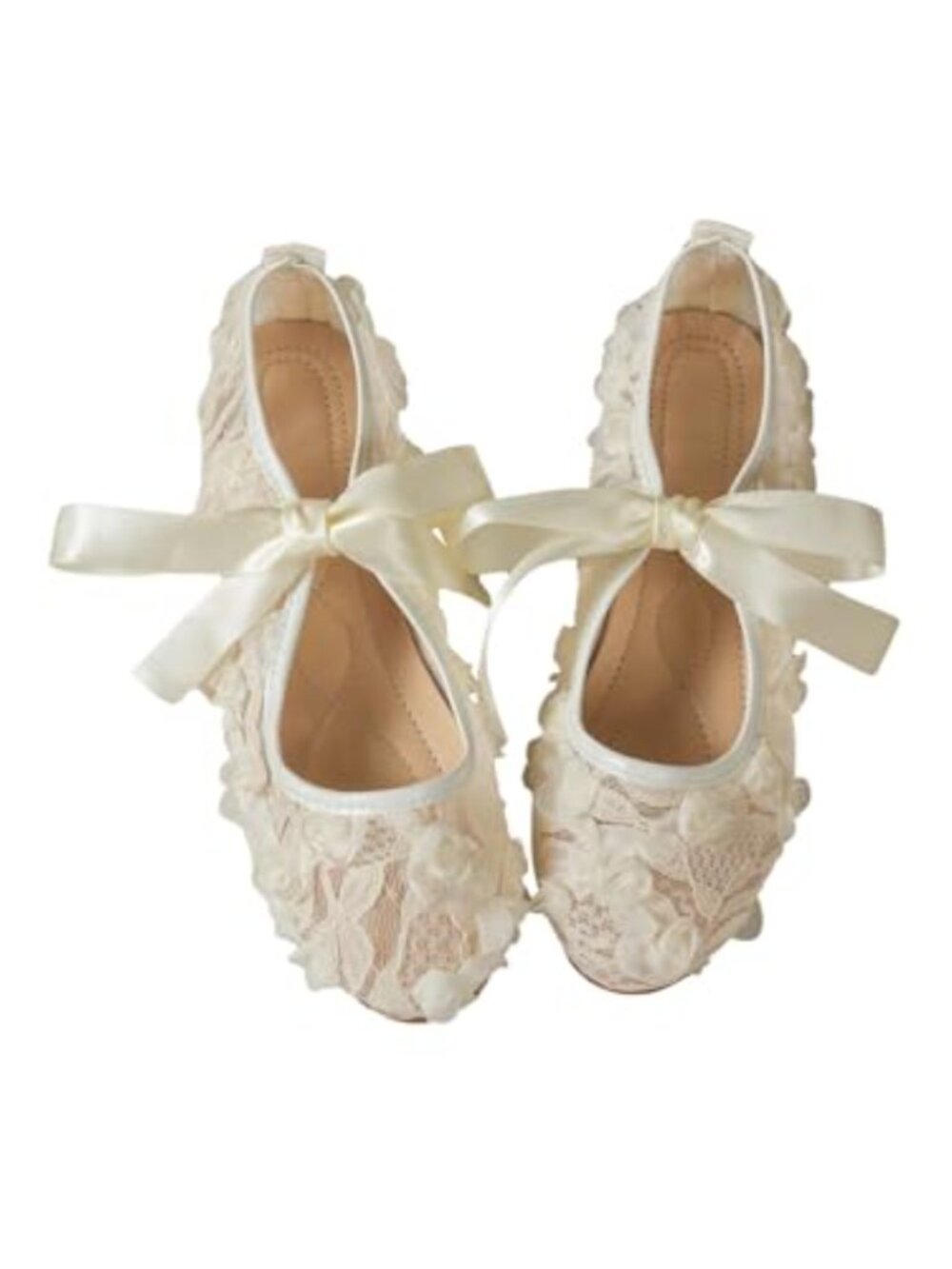 Women's Mesh Lace Up Ballet Flats Slip On Floral Shoes